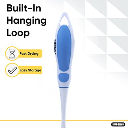Superio BBQ Grill Brush Bristle Free Stainless Steel Scrubber Cleaner Dishwashing Brush with Long Handle, Great for Pots, Pans, Stove, Cast Iron, Gas/Charcoal/and Electric Grills (Blue, 2 Pack) - color: Blue, size: 2 Pack