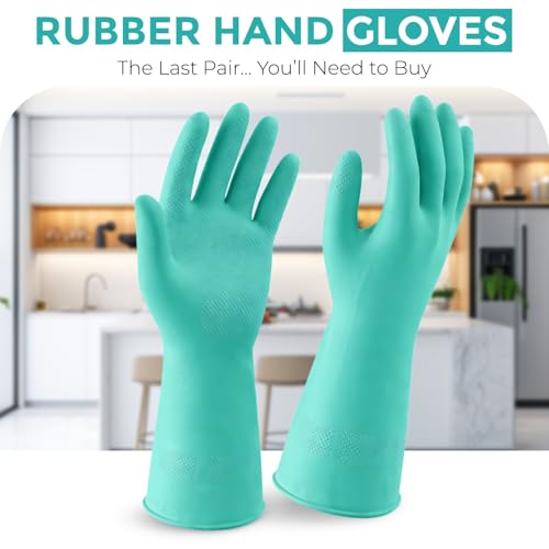 LADWA 1 Pairs Non-Slip Household Cleaning Reusable Dishwashing Gloves for Kitchen Washing Dishes Bathroom Gardening & Home Tasks Flexible Long-lasting & Waterproof Gloves Perfect for Woman Men (Green) - color: Green, size: Pack of 1