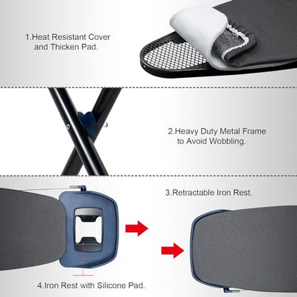 Duwee 18"×53" Extra Wide Ironing Board with Retractable Iron Rest - size: 18"×53"