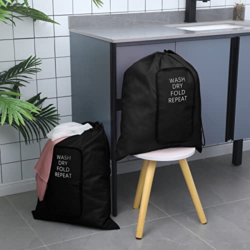 Boao 2 Pcs Travel Laundry Bag with Drawstring Zipper - color: Black, size: Classic