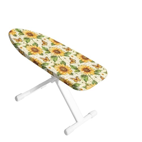 Ironing Board Cover Mini Size, Stretchable Ironing Pad Dust Cover - Fade & Scorch Resistant, Easy Installation 14x24 Inch, Vintage Sunflower Butterfly Pattern - color: Vintage Sunflower Butterfly Pattern