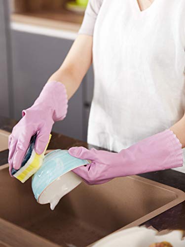 LANON 3 Pairs wahoo Cleaning Gloves,Cotton Flocked Liner,Mauve Mist,Medium - color: Mauve Mist, size: Medium (Pack of 3)