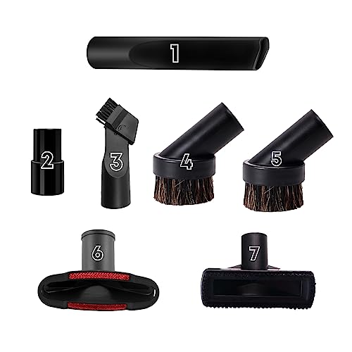 1 1/4" Vacuum Attachments & Brushes for Shop Vac Accessories Household Cleaning Kit Brush Nozzle Crevice Tool with Adapter for 1" to 2" Hose Set of 7…