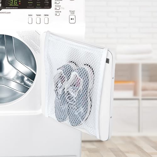 Smart Design Sneaker Dryer & Wash Bag w/ Elastic Straps - Durable Fabric - for Shoes, Clothing, & Laundry - Home Organization (15.5 x 15.5 Inch) [White] - size: 15.5 x 15.5 inch - white