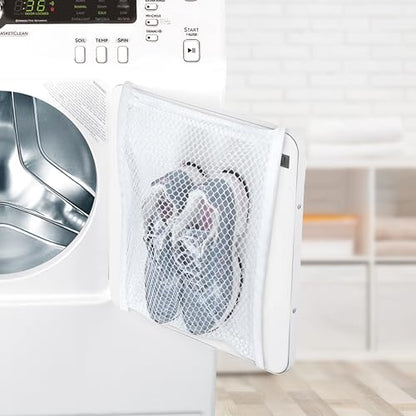 Smart Design Sneaker Dryer & Wash Bag w/ Elastic Straps - Durable Fabric - for Shoes, Clothing, & Laundry - Home Organization (15.5 x 15.5 Inch) [White] - size: 15.5 x 15.5 inch - white