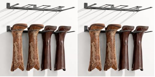 ORLESS Wader Hangers 4-Pair Boot Rack Garage Storage, Cowboy Boot Holder, Metal Wire Organizer for Entryway (Pack of 2) - color: Black, size: 17.12L" x 8.66W" x 1.57H" (Pack of 2)