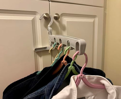WaWacomp1PCS Portable Folding Clothes Drying Rack and 5 Pcs Foldable Hangers which is a Great Combo for Travel, Hotels, Camping, with a Large Storage Bag