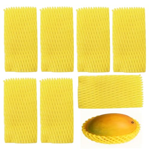 Fruit Protection Mesh Bags Foam Mesh Keep Safe Sleeves for Large Supermarkets, Shops (Yellow 17x7cm-20PCS) - size: Yellow 17x7cm-20PCS