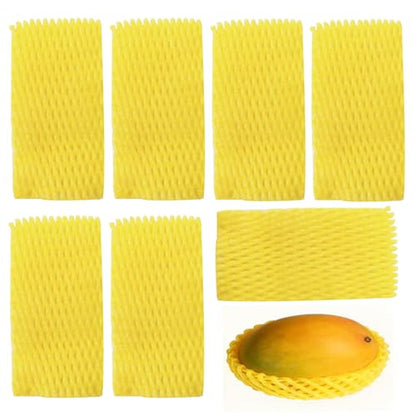 Fruit Protection Mesh Bags Foam Mesh Keep Safe Sleeves for Large Supermarkets, Shops (Yellow 17x7cm-20PCS) - size: Yellow 17x7cm-20PCS