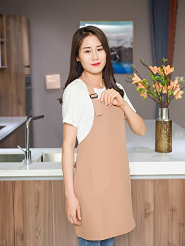 Khaki Professional Resist Water Adjustable Extra Long Bib Apron 3 Pockets Home Kitchen Garden Restaurant Cafe Bar Pub Bakery for Cooking Chef Baker Servers Craft Unisex - color: Khaki