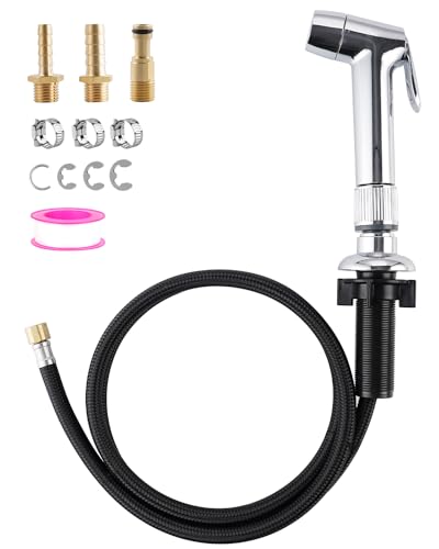 2 Modes Kitchen Sink Side Sprayer with Water Flow Restrictor, Chrome - color: Chrome, style: braided hose/dual spray mode