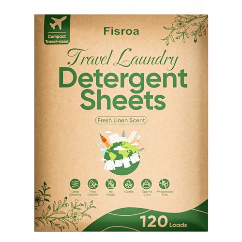 Fisroa Travel Laundry Detergent Sheets 120 Loads Fresh Linen Scent - size: 60 Count (Pack of 1)
