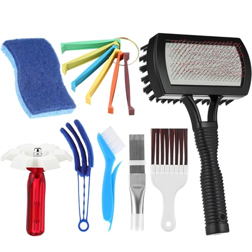 8 Pcs Air Conditioning Fin Cleaner Set HVAC Coil Cleaning Brush Condenser Fin Straightener Evaporator Coil Clean AC Comb Condenser Split Cleaning Kit Fridge Radiator Tool(Black,Double Sided) - color: Black, style: Double Sided