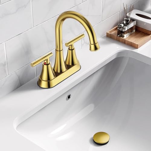 Bathroom Sink Drain with Overflow with Hair Catcher Anti-Clog Sink Strainer - color: Brushed Gold