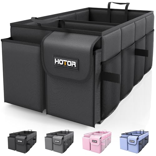 HOTOR Trunk Organizer - Foldable Car Organizer for SUVs & Sedans Storage - color: Black, size: Medium (2 Compartments)
