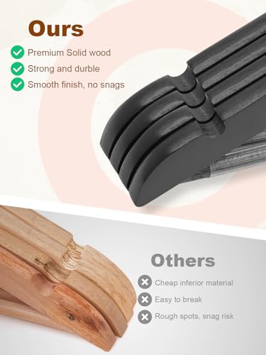 HOUSE DAY Black Wooden Hangers 20 Pack, Solid Wood Coat Hangers for Closet - color: Black, size: 20 Pack