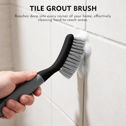 SetSail Scrub Brush, Stiff Bristle Cleaning Scrubber, 4 Pack(Black Grey) - color: Black Grey, size: 4-pack