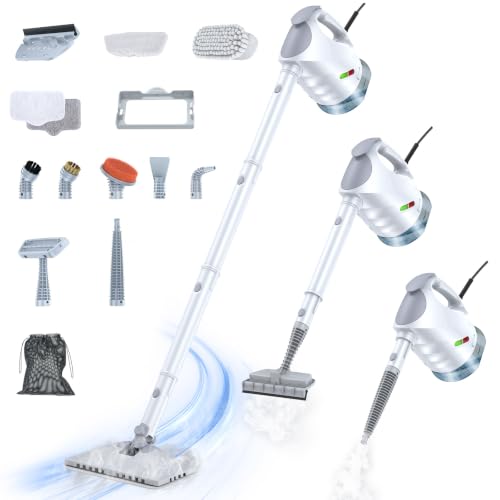Steam Cleaner for Home, 10-in-1 Steam Mop with Detachable Handheld Steamer - color: Pearl White