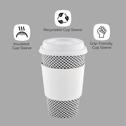 Restaurantware Coffee Cup Sleeves 50 Pack Fits 12, 16, 20 oz Coffee Cups Disposable Hot Drink Sleeves Secure Grip Heat-Resistant Jacket for Tea, and Beverages White - color: White, size: Plain