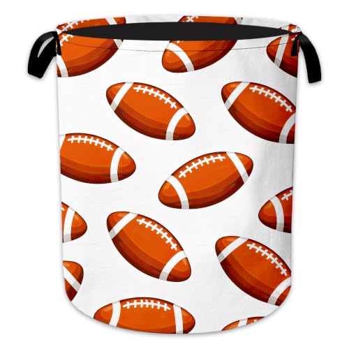 Football Laundry Basket Oxford Cloth Sports Ball Laundry Hamper With Handle Foldable Portable Clothes Storage Basket Storage Bag For Laundry Room/Bathroom/Bedroom/Dormitory 20.8"x16" - color: Football