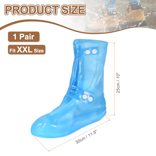 HARFINGTON Waterproof Shoes Cover XXL (US 8) Rain Galoshes w Double Buckle - color: Blue, size: XXL (US 8)