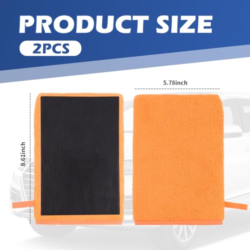 2PCS Car Clay Mitt Auto Detailing,Soft Clay Bar Mitt for Cleaning Car Surfaces,Anti-Scratch Clays Mitts for Cars Detailings to Replace Traditional Clays Bar Cars Accessories (Orange) - color: Orange