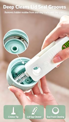 4‑in‑1 Cup Lid Cleaning Brush, Gap & Seal Ring Scrubber. - color: White