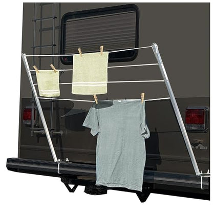 KUAFU RV Clothes Drying Rack Mounted Clothesline Fits 4 in Square Bumpers