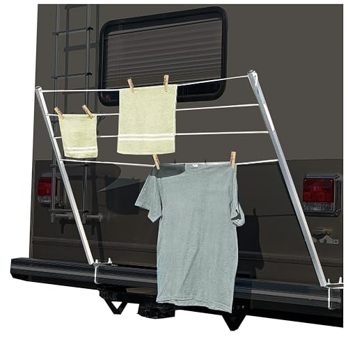 KUAFU RV Clothes Drying Rack Mounted Clothesline Fits 4 in Square Bumpers