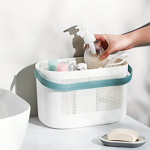 Plastic Portable Shower Caddy Basket, Storage Organizer with Handle, Green - color: Green, size: 1 Pack