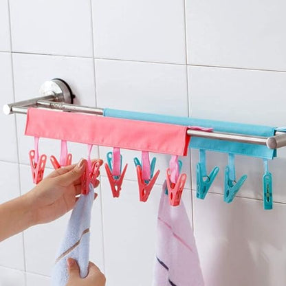 TamBee Travel Hanger Clips, Cruise Ship Essentials Portable Folding Clothes Hanger Clips Towel Drying Rack Sock Dock Swimsuit Drying Rack Hanger with 6 Clips Pack of 3 (Black,Blue,Red) - color: Black,blue,red