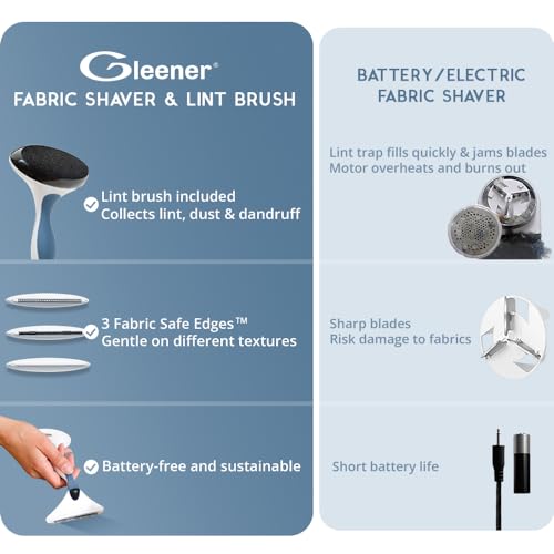 GLEENER Battery-Free 4-in-1 Fabric Shaver & Lint Brush | Ultimate Fuzz Remover | Adjustable Depiller Lint Remover for Clothing & Furniture (Slate Blue) - color: Slate Blue
