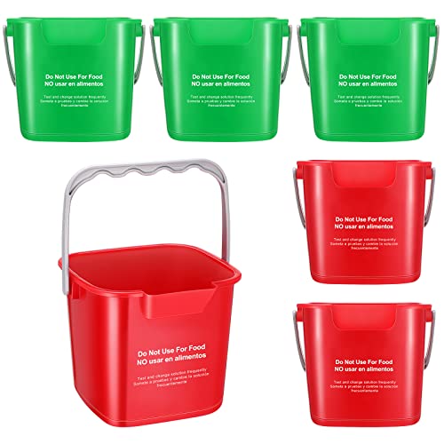 Roshtia 6 Pcs 3 Quart Sanitizing Cleaning Bucket Square,Green,Red - color: Green, Red