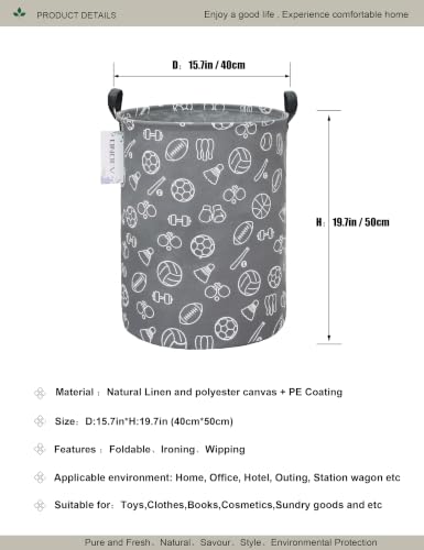 Round collapsible Large Sports Ball Laundry Hamper for Adults Kids - color: Grey Sports Ball