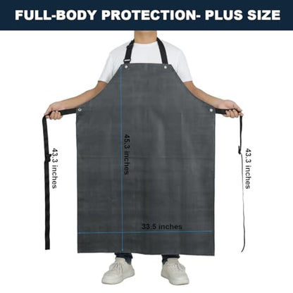 Thick Rubber Apron, Waterproof Apron Butcher Heavy Duty Chemical Resistant Adjustable Work Apron - color: Black(2 Pack)