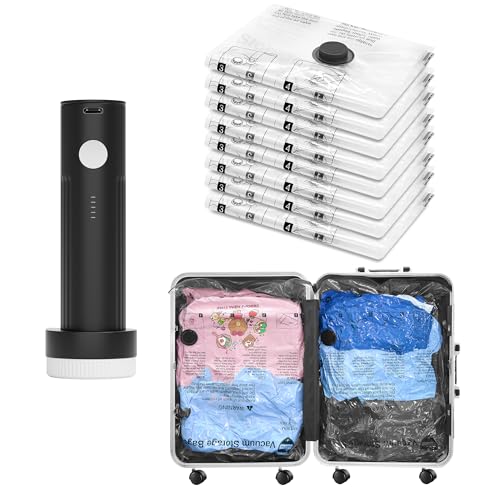 Vacuum Seal Bags for Clothing Travel and Home Storage, Travel Vacuum Bags with Electric Pump, Space Saver Compression Packing Cubes for Luggage Suitcase Bedding Blankets Clothes, 8 Small - size: 8 Small