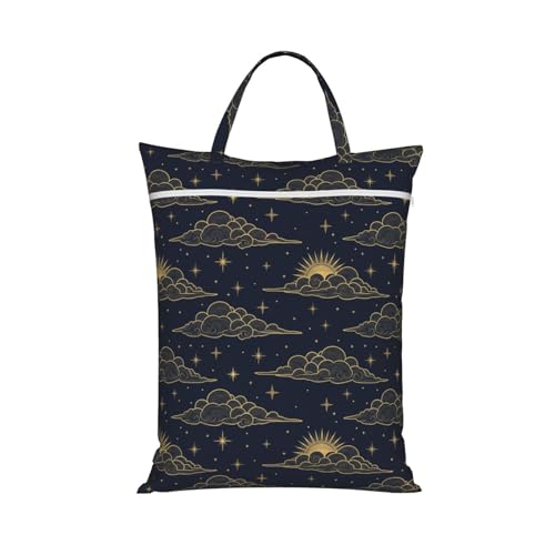 Sun Star Moon Travel Laundry Bag Washable Dirty Clothes Bag for Gym - color: Beautiful Sun Stars Moon