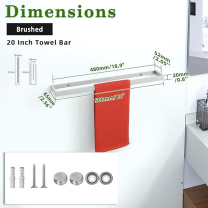 Alise 20 Inch Hand Towel Holder Towel Bar for Bathroom Wall Mounted,Brushed - color: Brushed, size: 20-Inch
