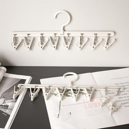 Foshine Clothes Hanger 2 Pack with 8 Clips,Clothes Drying Racks for Drying - color: Gray