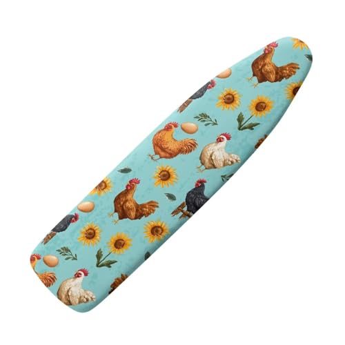 Table Top Ironing Board Cover, Non-Slip Ironing Board Protective Sleeve Replacement Covers Chicken Sunflower Iron Board Covers - color: Chicken Sunflower