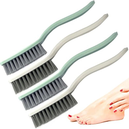 Nail Brush Foot Brush Curved Handle Grip Hand Fingernail Scrub Brush Home Laundry Cleaning Shoes Clothes Toes Nails Feet Scrubber,4 PCS