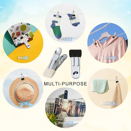 Stainless Steel Clothes Pins For Hanging Clothes, Laundry Clips, Heavy Duty Outdoor, Bag Clips For Socks, Towels, Snacks, Photos (66, Blue) - color: Blue