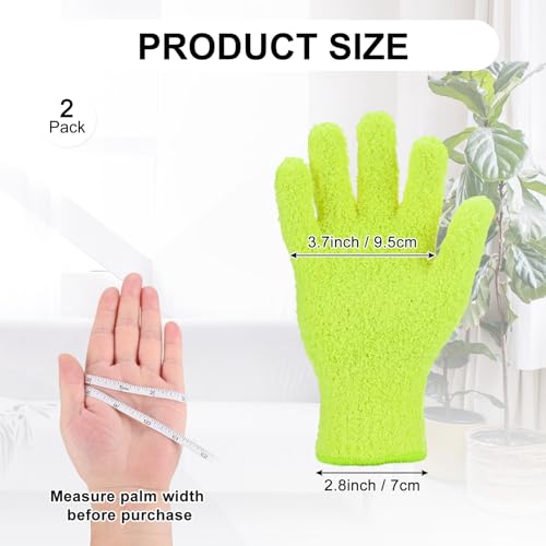 M METERXITY Dusting Gloves, Reusable Washable Mittens for House/Plants/Cars/Blinds Dusting, Leaf Cleaning Glove Mittens - color: Lime Green, size: 7.5 x 10 cm
