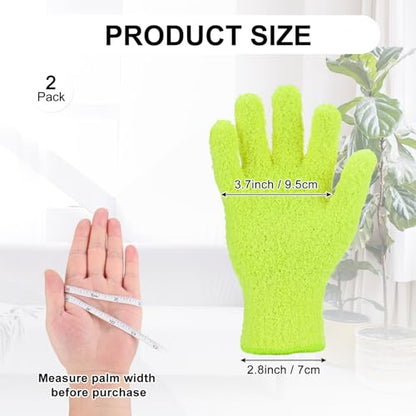M METERXITY Dusting Gloves, Reusable Washable Mittens for House/Plants/Cars/Blinds Dusting, Leaf Cleaning Glove Mittens - color: Lime Green, size: 7.5 x 10 cm