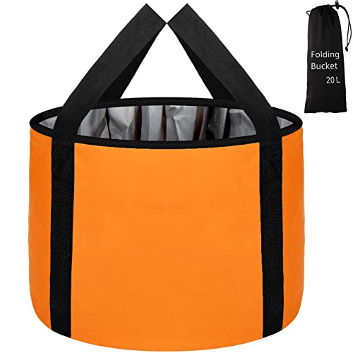 Foot Bath Basin 20L Collapsible Bucket, Portable Foot Soak Tub Feet Soaking Bucket for Outdoor Travel, Camping, Fishing(Orange) - color: Orange, size: 20L-1pcs