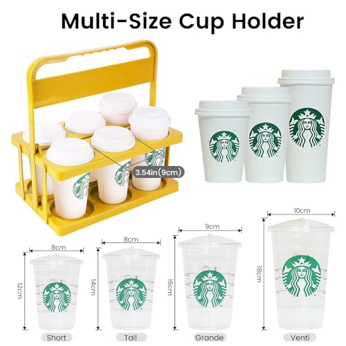 musbus Reusable Drink Carrier with Handle, Yellow,1PK, 6Cup - color: Yellow, size: 6 CUP