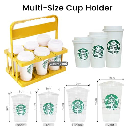 musbus Reusable Drink Carrier with Handle, Yellow,1PK, 6Cup - color: Yellow, size: 6 CUP