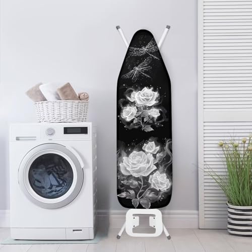 Ironing Board Cover,Dragonfly Flower 15x54 Inch Standard Ironing Board Cover with Elastic Edge and Hook and Loop Fasteners Scorch and Stain Resistant - color: Dragonfly Flower Print