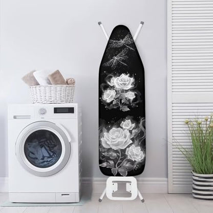 Ironing Board Cover,Dragonfly Flower 15x54 Inch Standard Ironing Board Cover with Elastic Edge and Hook and Loop Fasteners Scorch and Stain Resistant - color: Dragonfly Flower Print