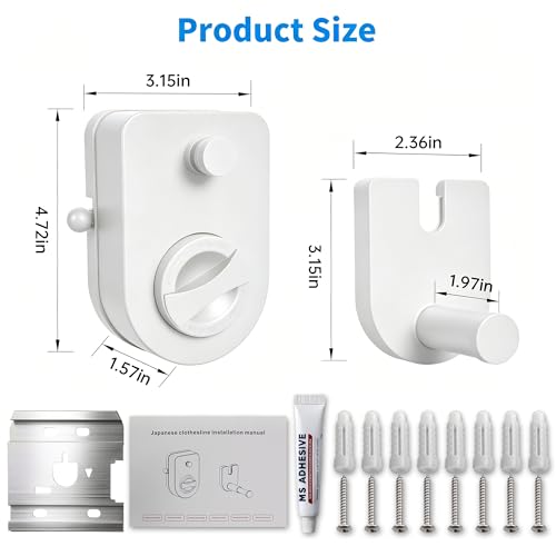 Retractable Clothesline Indoor, Non-Sagging Outdoor Clothes Line Retracting Heavy Duty Clothes Drying Laundry Line Wall Mounted Stainless Steel Line-15.8 Feets (White) - color: White
